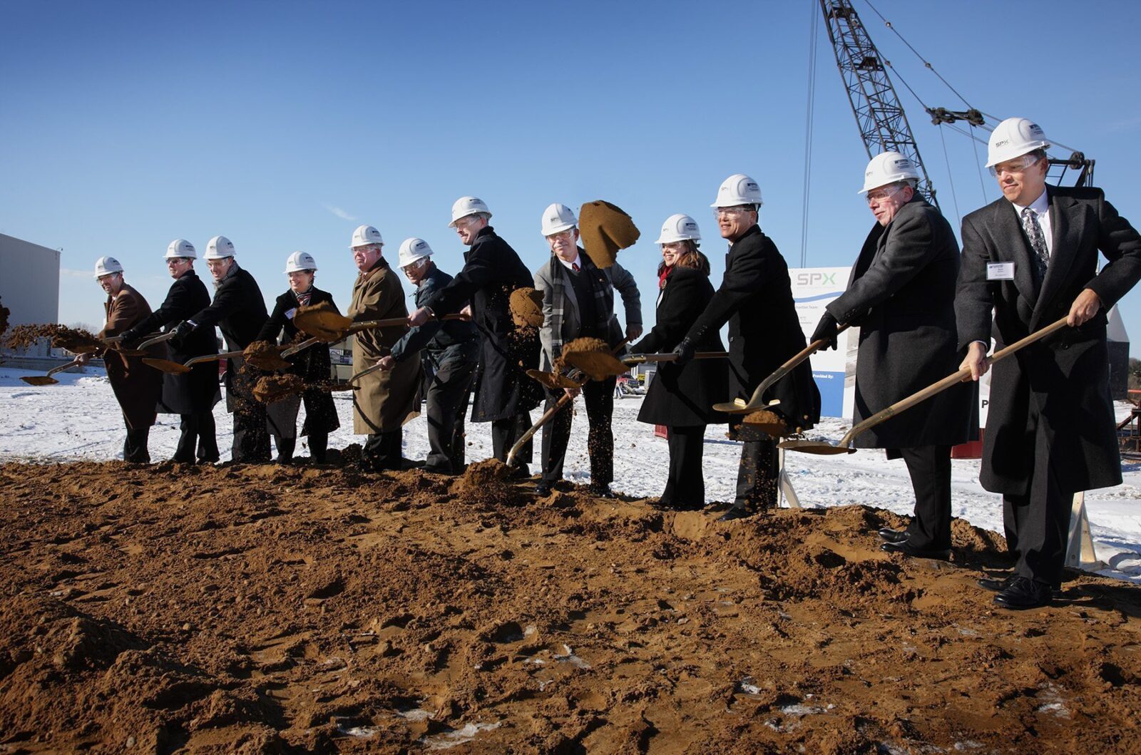 Large Power Facility Groundbreaking with shovels